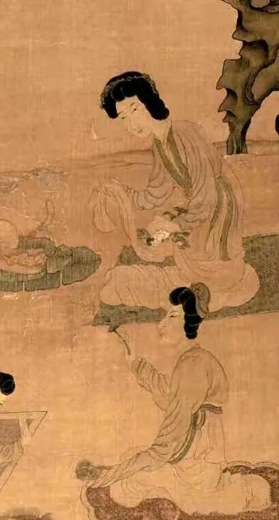 古代名画：《斗草图》——陈洪绶（明）