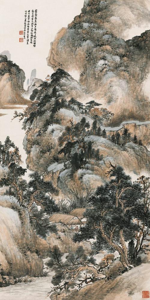 松树题材山水画作品高清图片欣赏