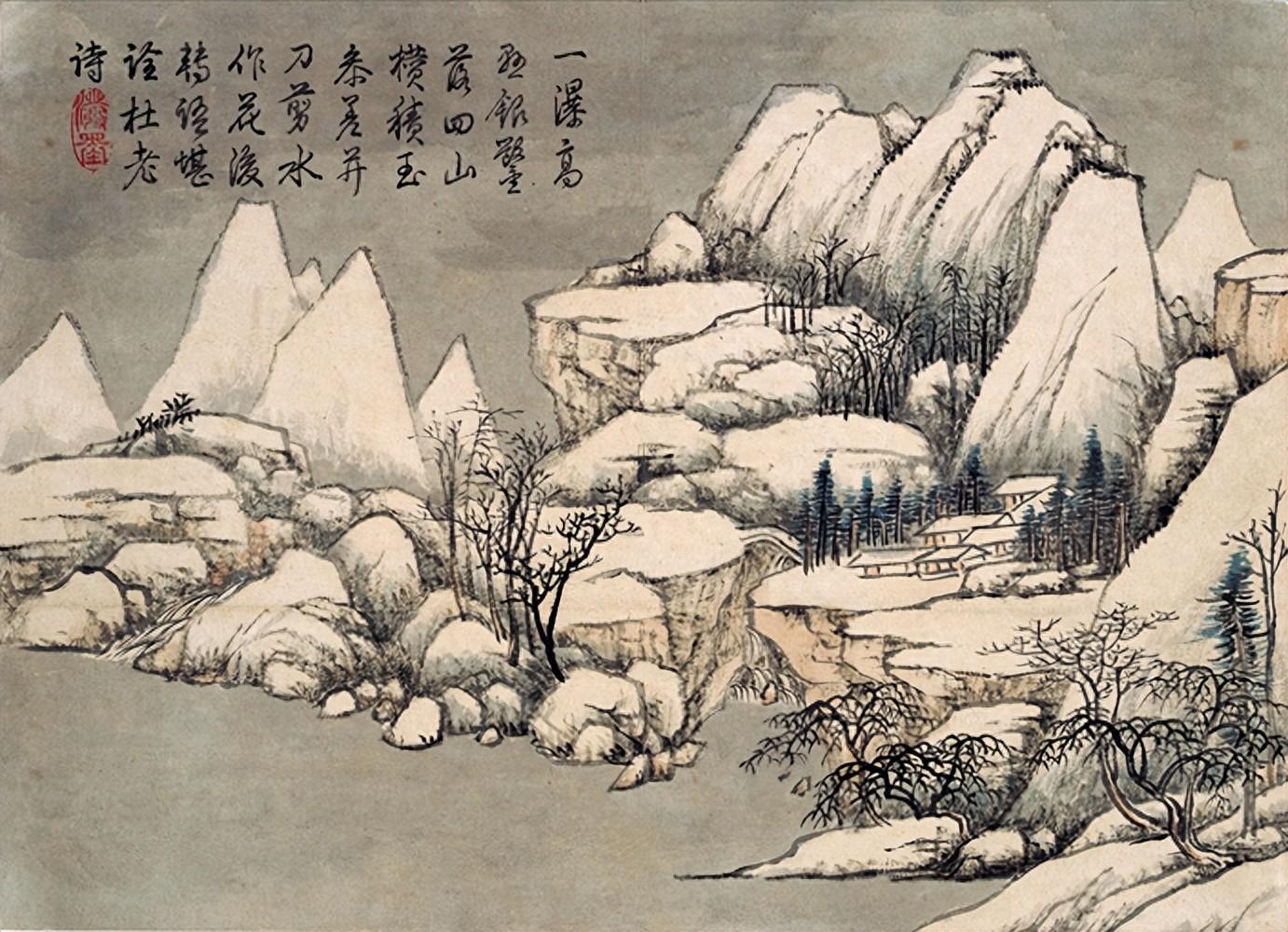 冬日题材山水画作品高清图片欣赏