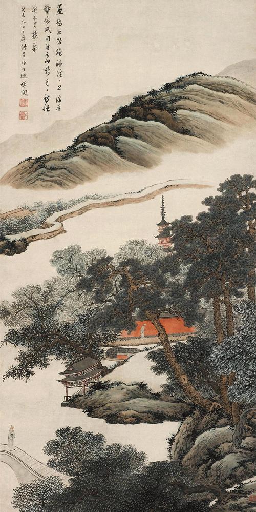 清代中期画家张崟山水画作品高清图片鉴赏