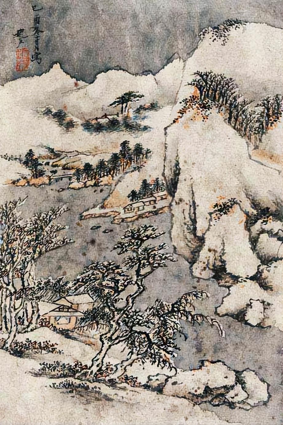 明末画家赵左《山水册》作品欣赏，描绘出季节特征