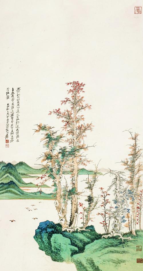 两幅秋日题材山水画作品高清图片欣赏