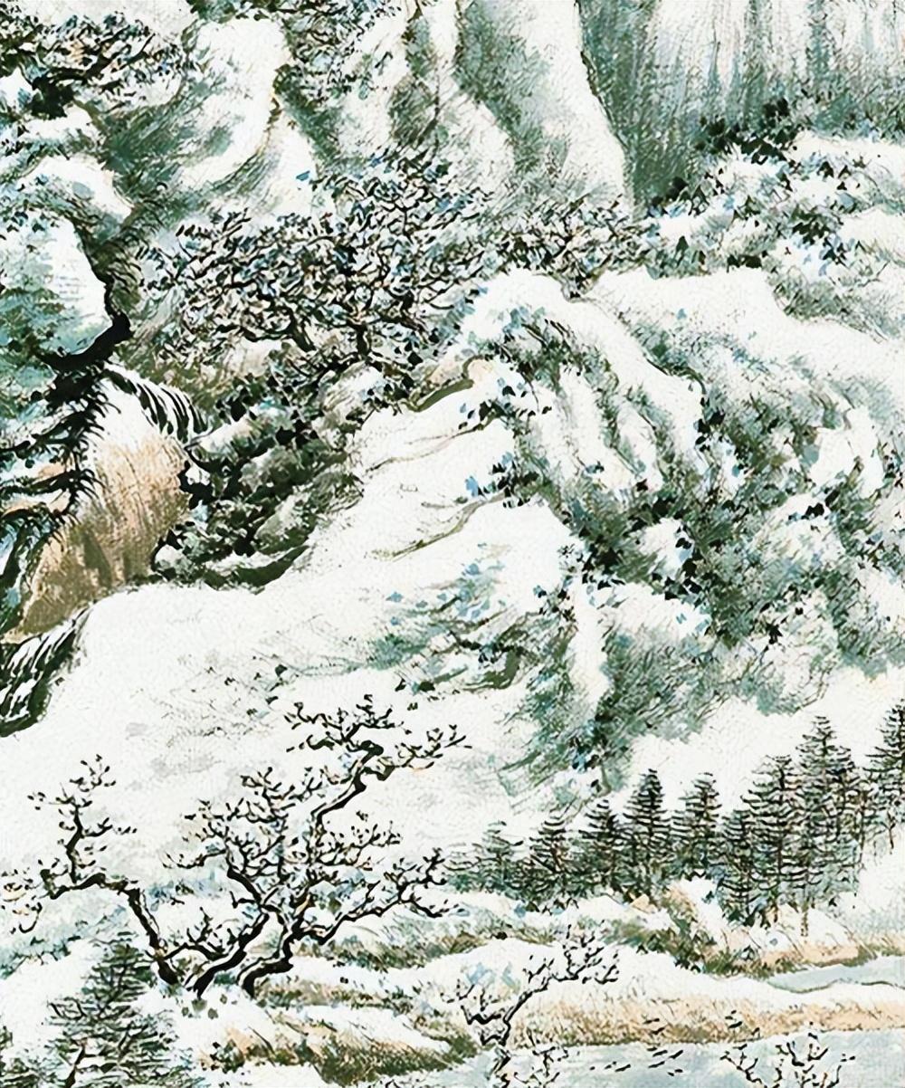 近代画家郑午昌山水画作品欣赏：《瑞雪满溪山》高清图片