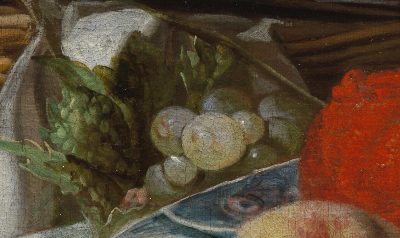 亚伯拉罕·凡·贝耶林：《银酒壶、火腿和水果》高清大图 (百度网盘下载)